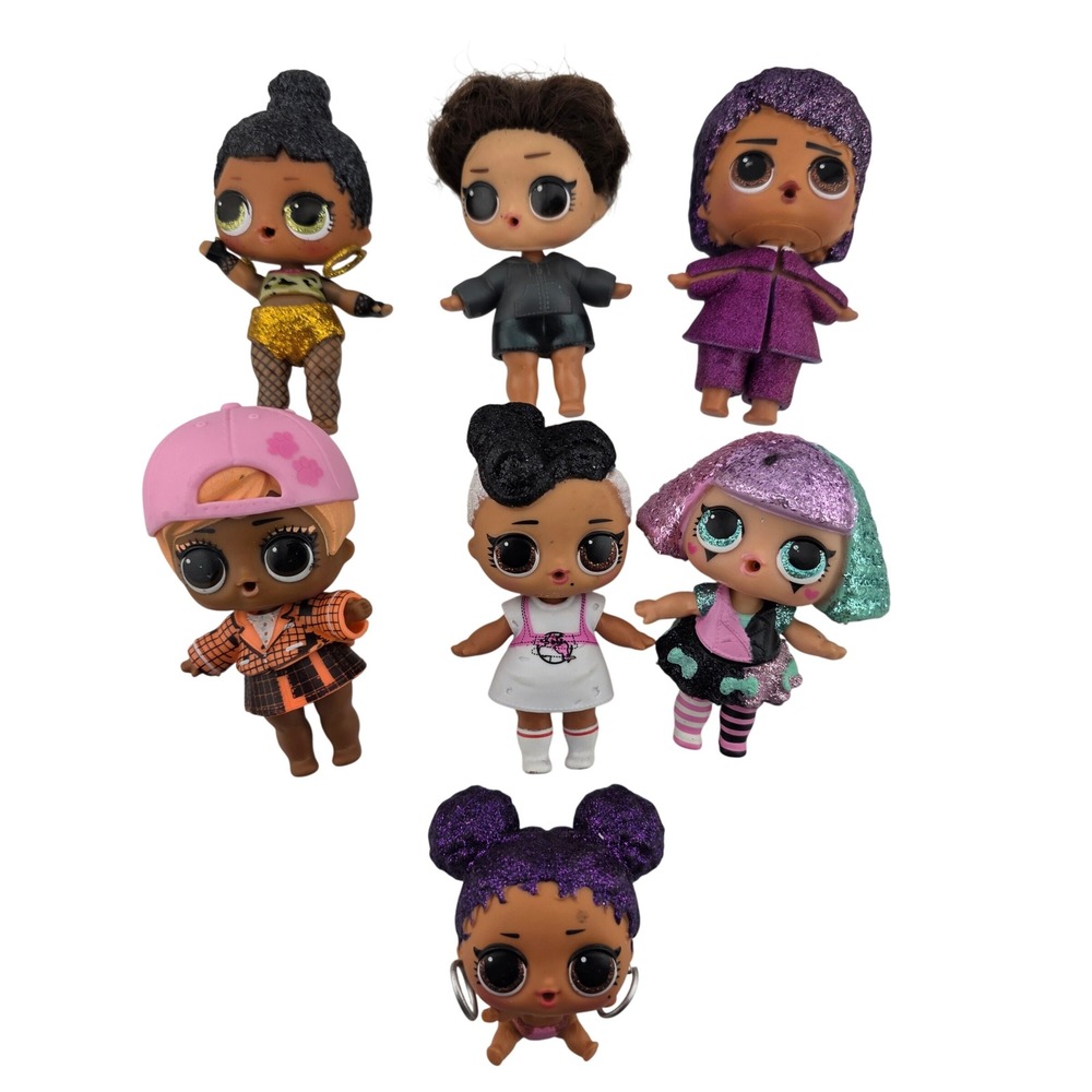 MGA LOL Surprise Dolls Lot of 7 Glitter Fashion Figures Girls Kids Mini Toy Set